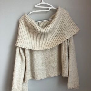 Off-the-shoulder knit sweater